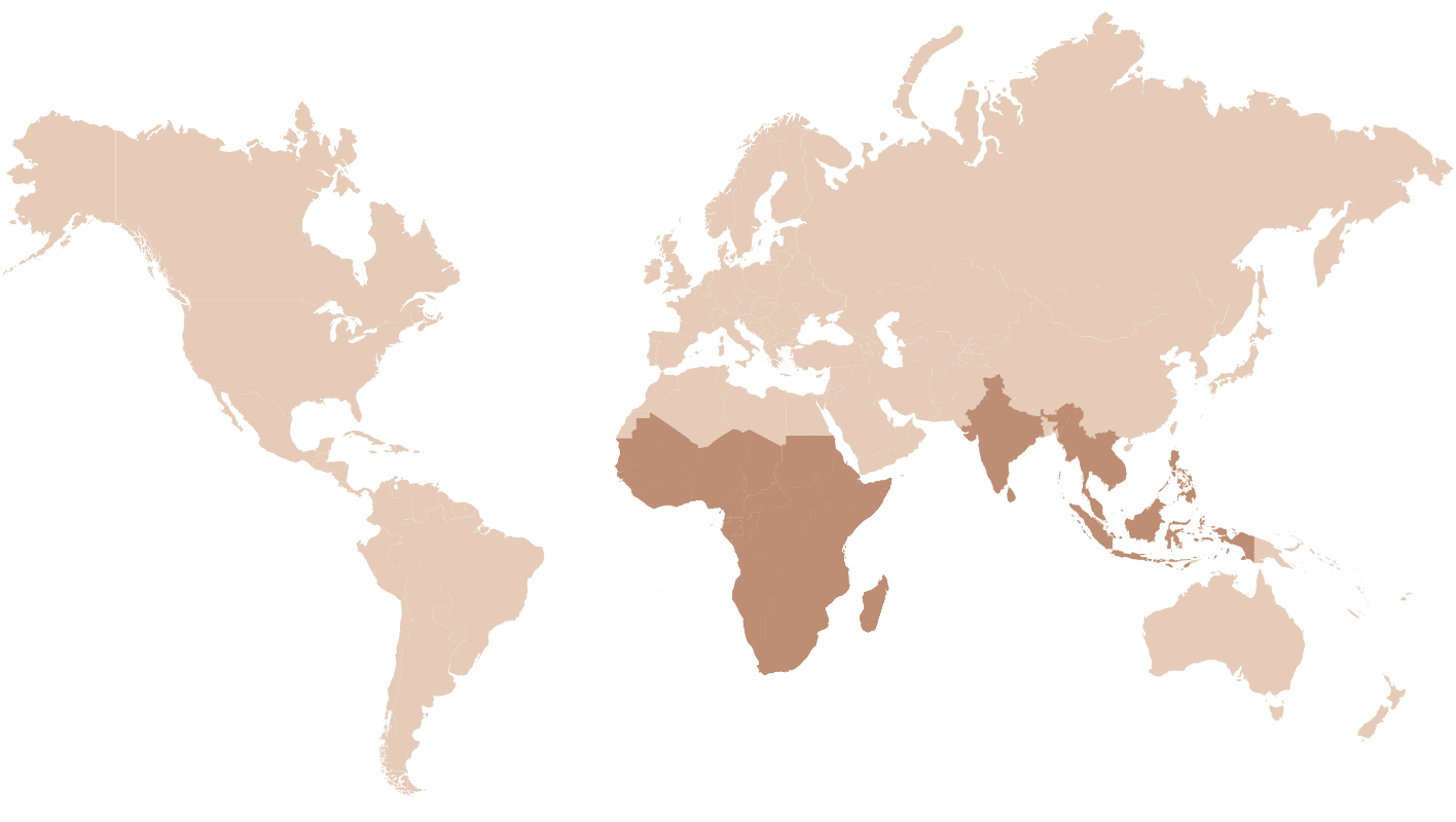 Baobab geographic range map