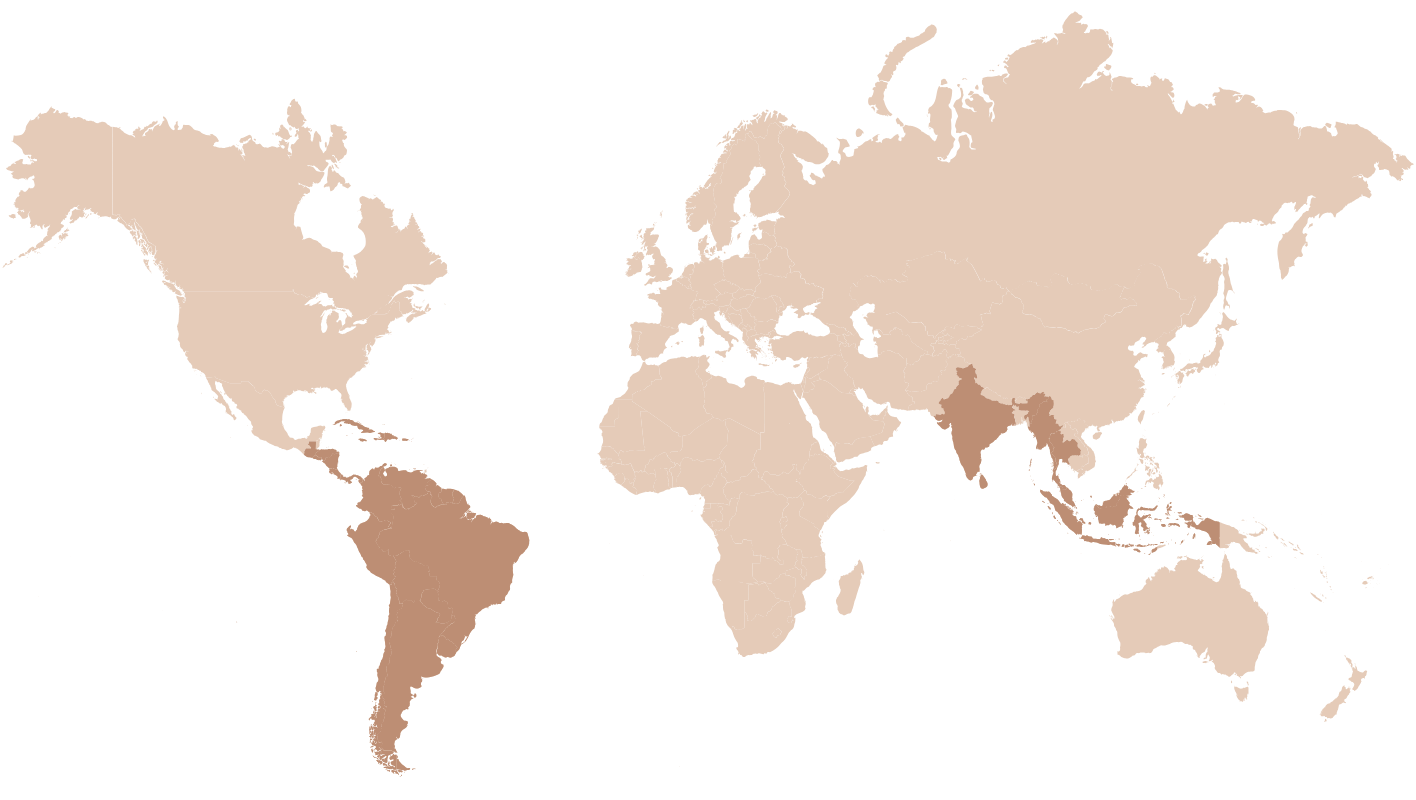 Orchid Tree geographic range map